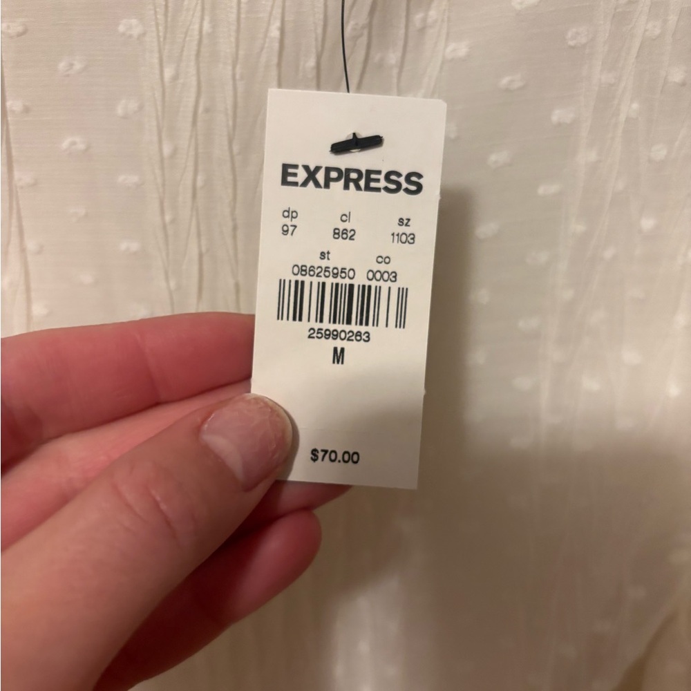 Express Women's Cream Ruffle Blouse - Picture 3 of 4